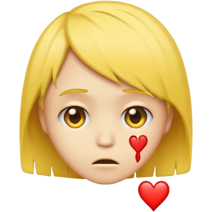 classic yellow emoji of a broken heart with emo hairstyle and sad expression emoji