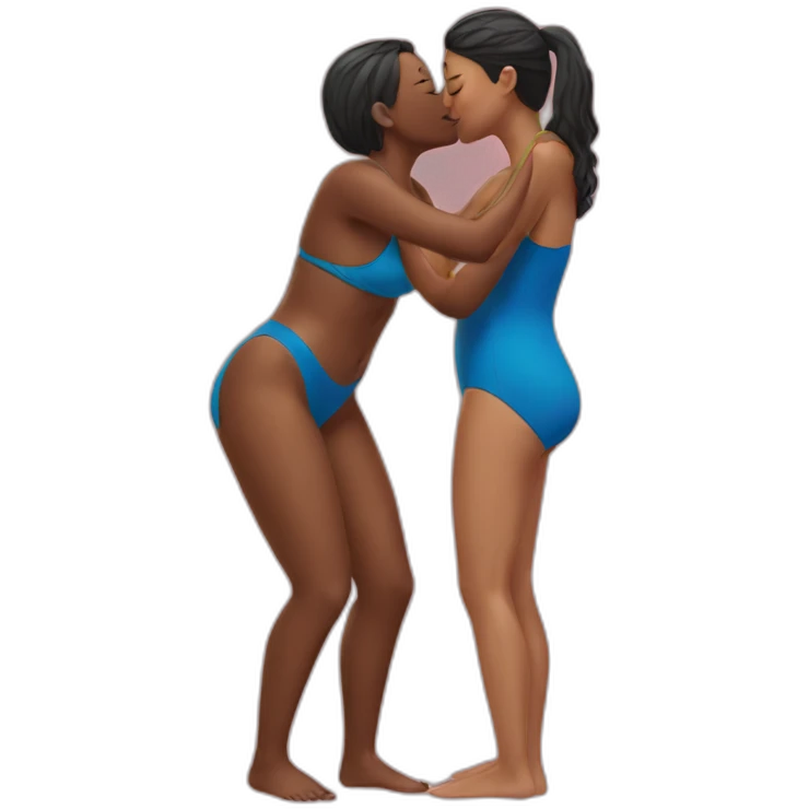 Woman kissing woman in swimming suit emoji
