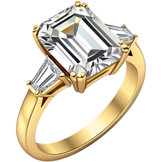 Gorgeous emerald cut colorless diamond ring gold band emoji