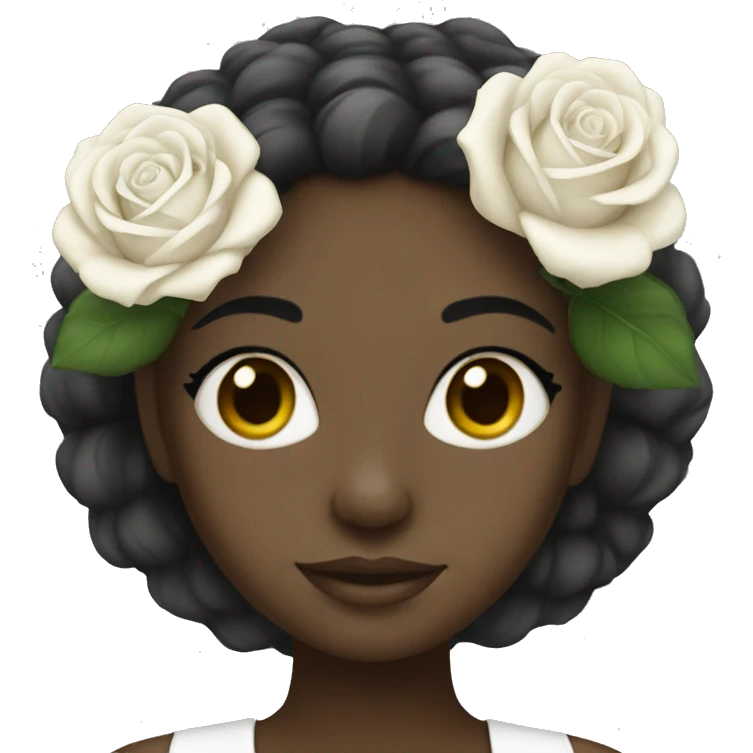 black girl with white roses emoji