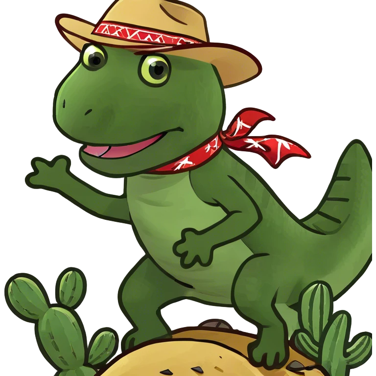 Walking dinosaur jumping over a cactus ￼ emoji