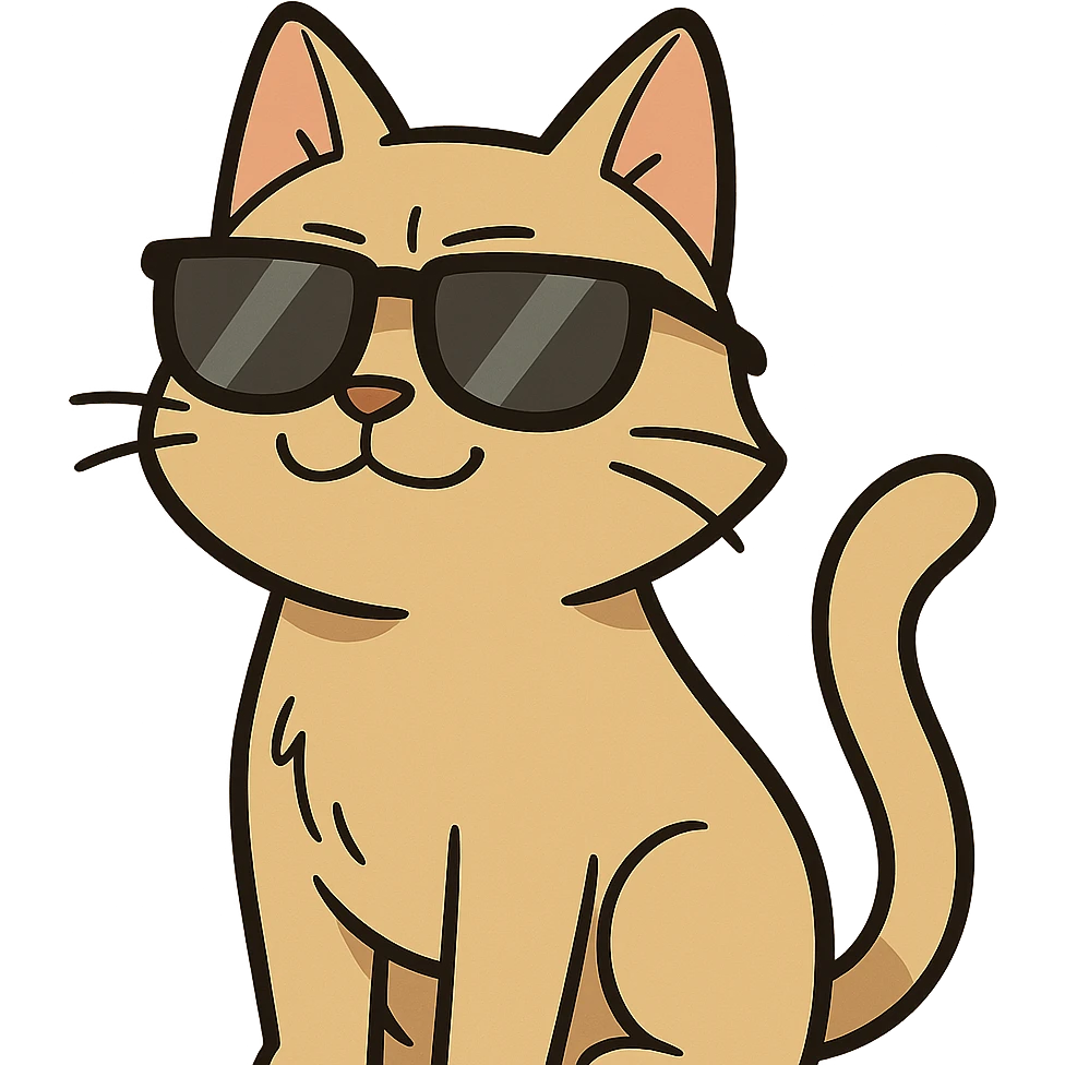 flat toon style cat wearing sunglasses emoji