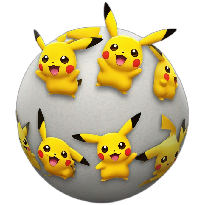 3d sphere with a cartoon Pikachu skin texture emoji