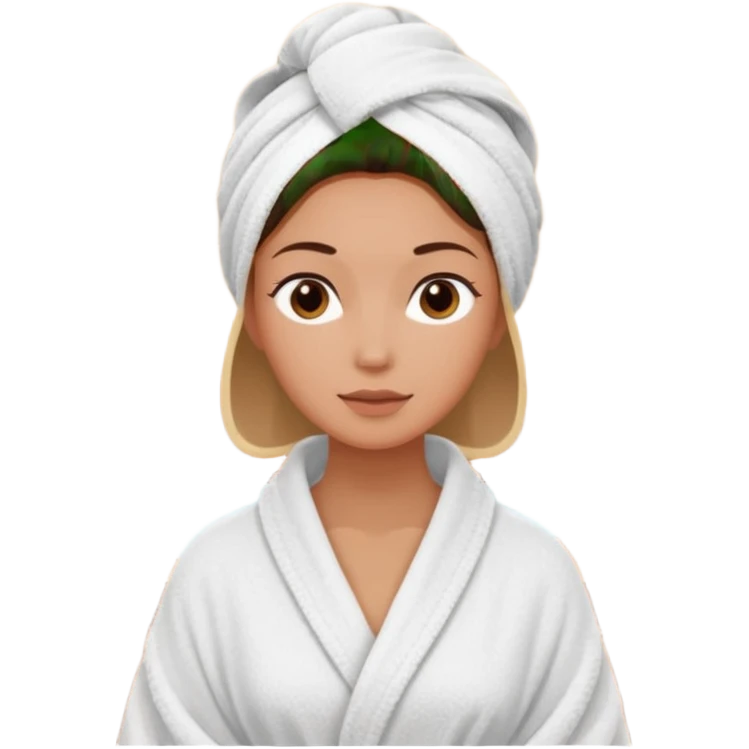 rosto de uma mulher com uma faixa de toalha no cabelo de cor todo castanho como se estivesse no spa, sem o pescoço emoji
