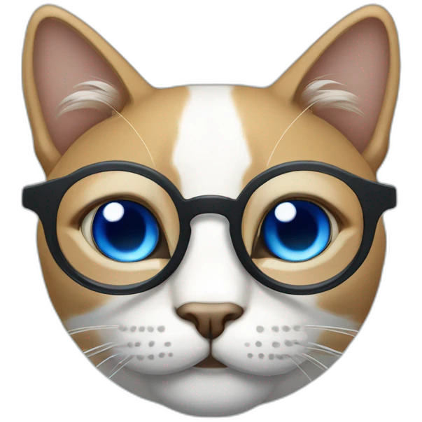 Gato con lentes con un lente trasparente y otro de color azul  emoji