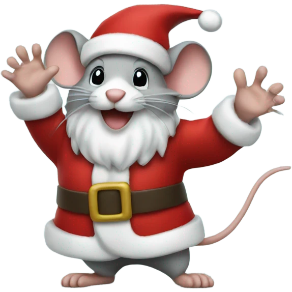 Mouse Santa waving emoji