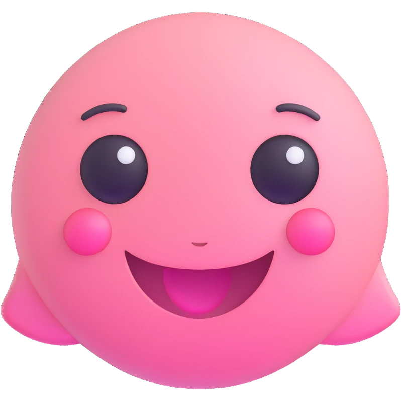 pink innocent pretty emoji with gentle smile sparkling eyes soft pastel colors cute sweet expression emoji