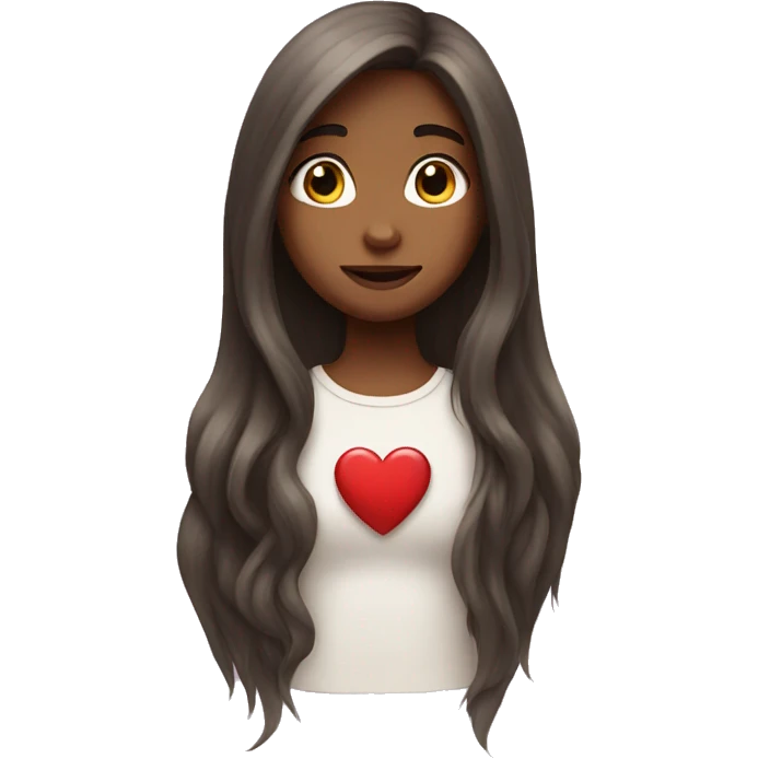 Long hair girl with heart emoji