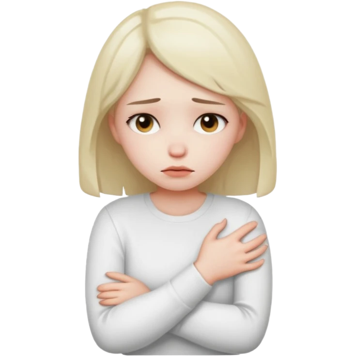 грустная девушка обнимает себя руками emoji