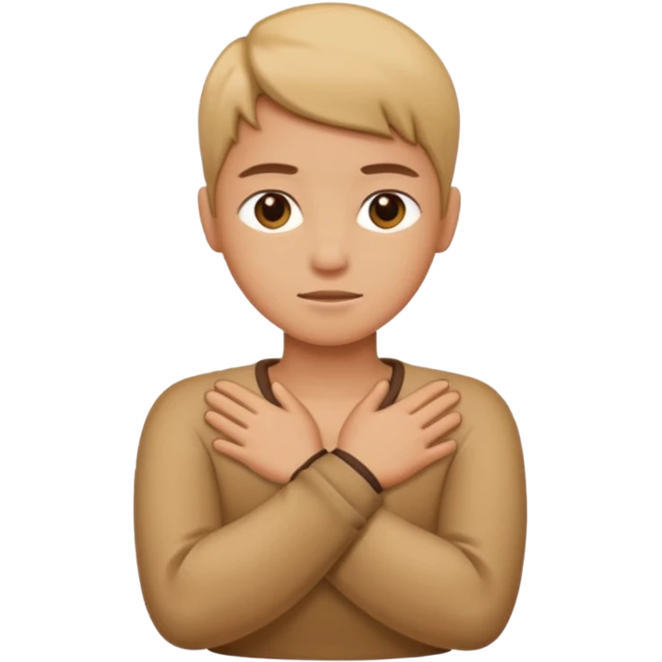 Crossed arms holding neck emoji