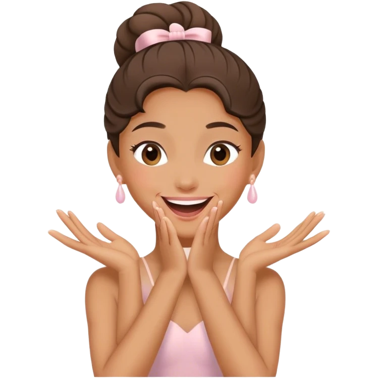 The ballerina laughs sweetly, covering her mouth with her hand emoji