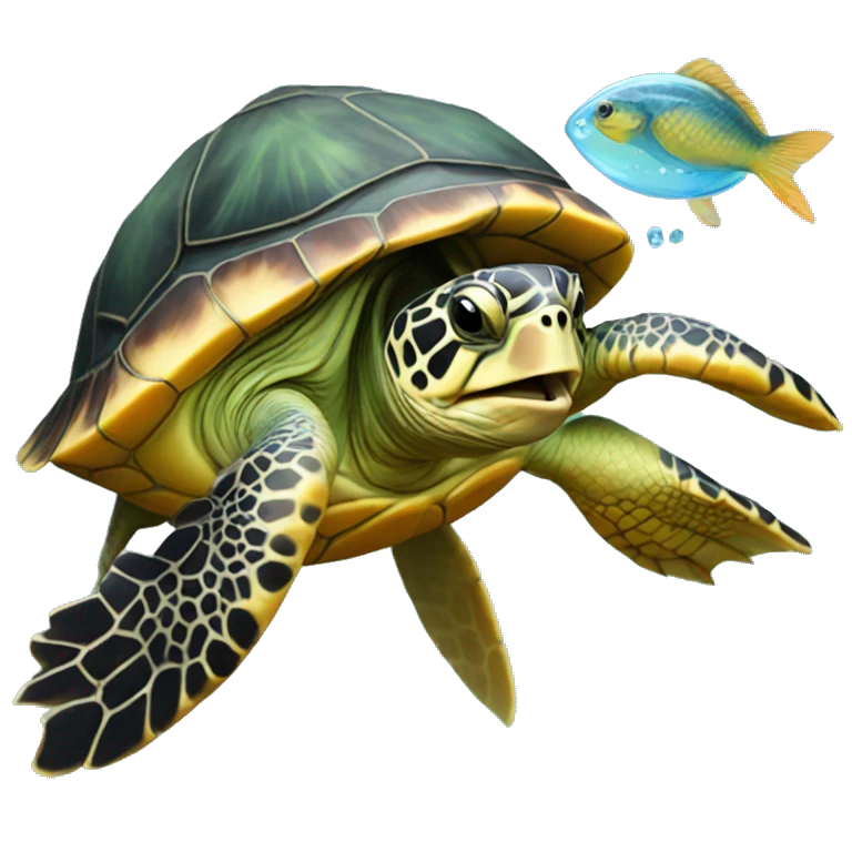 a turtle with a fish in its mouth emoji
