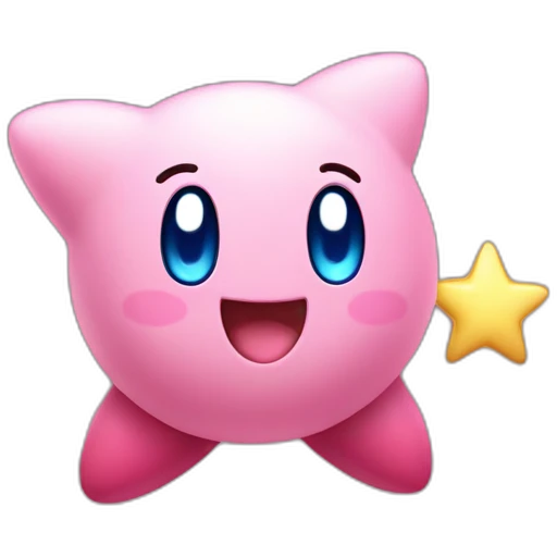 cute happy Kirby jumping on a star emoji