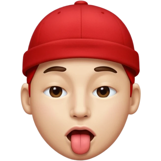 I want an emoji with a face with its tongue sticking out to the side and also with one eye closed to the side and also with a red cap.  emoji
