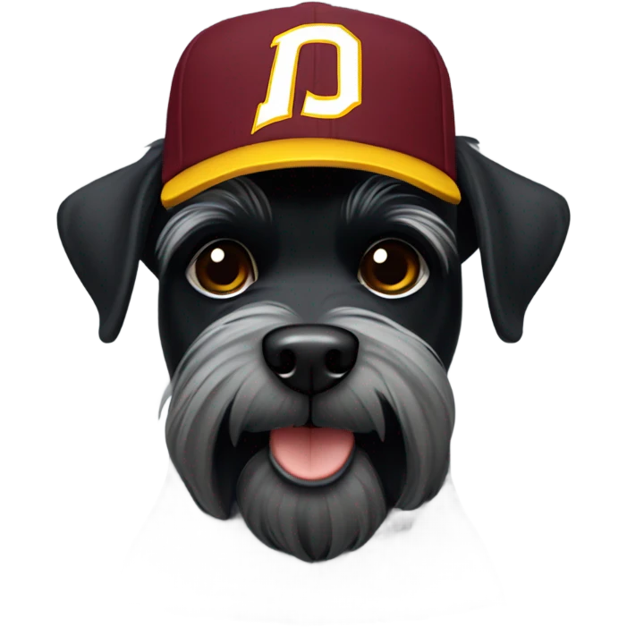 Black schnauzer wearing a Washington redskins hat emoji