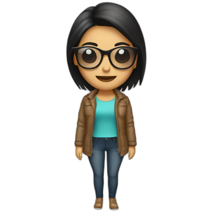 Mujer pelo largo morena con gafas emoji