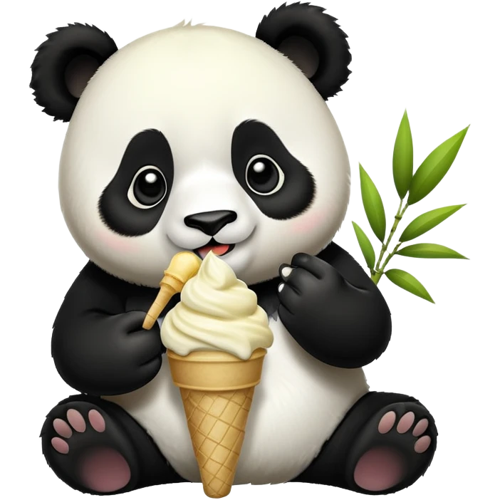 Panda eating ice cream emoji