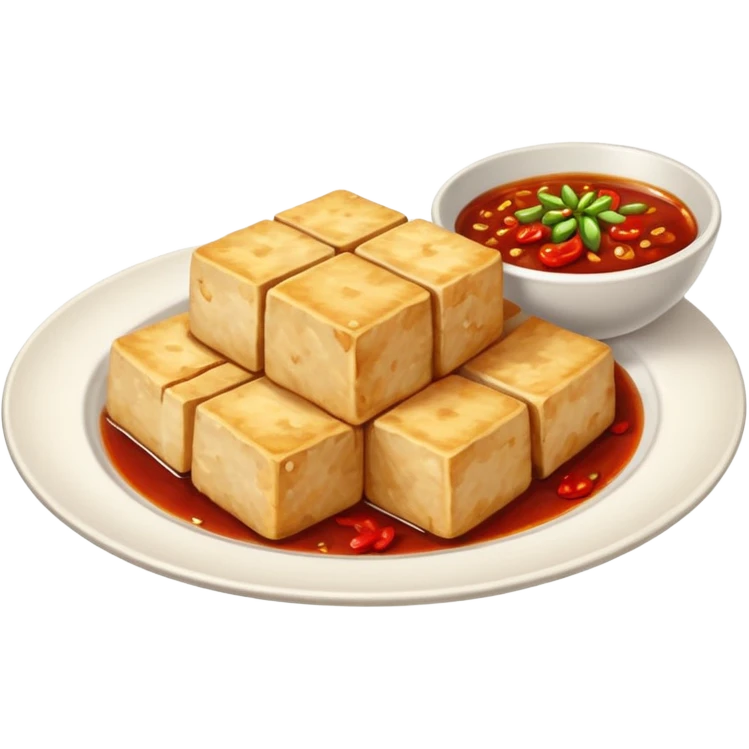 fried tofu with chili on the side of the plate emoji