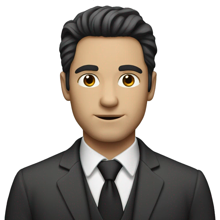 white man with black middle parting hair  emoji