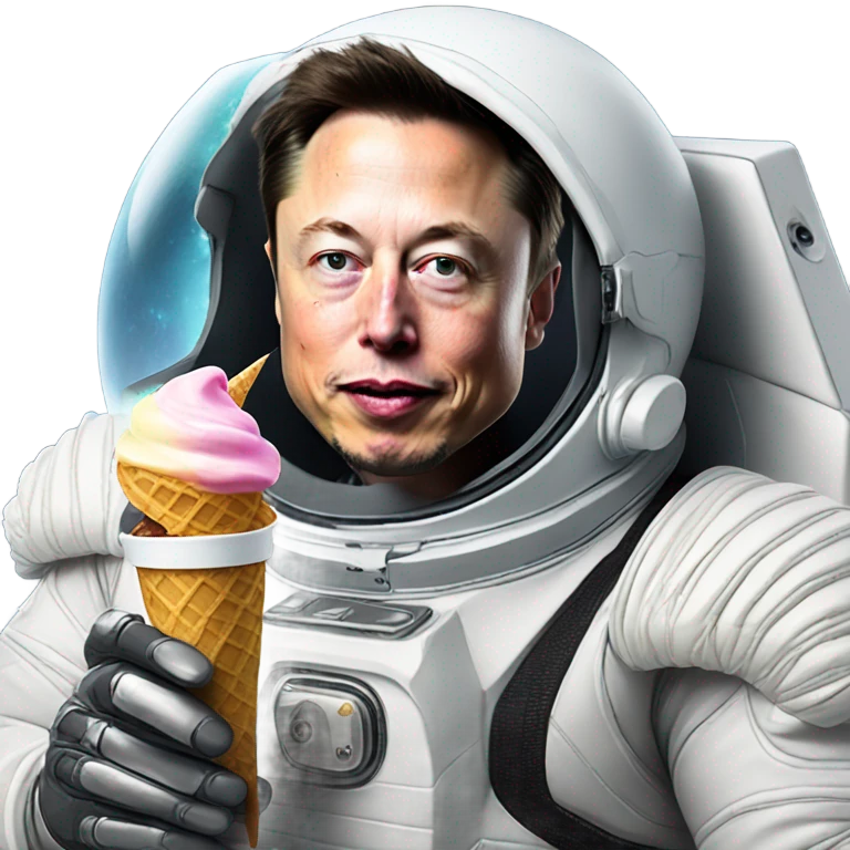 Elon musk in space suit eating ice cream  emoji