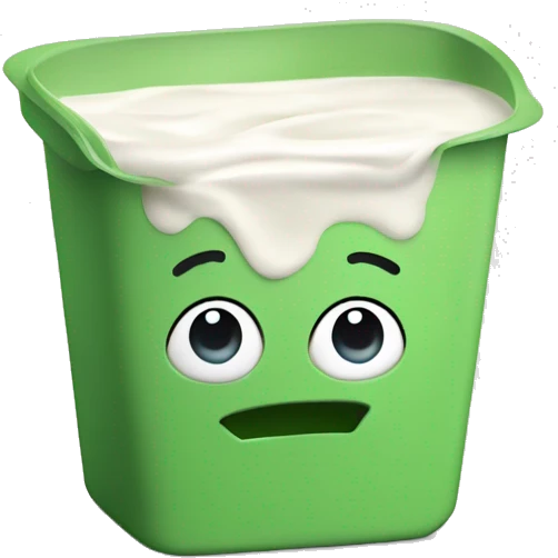 a green square yogurt pot with yogurt and oats inside emoji