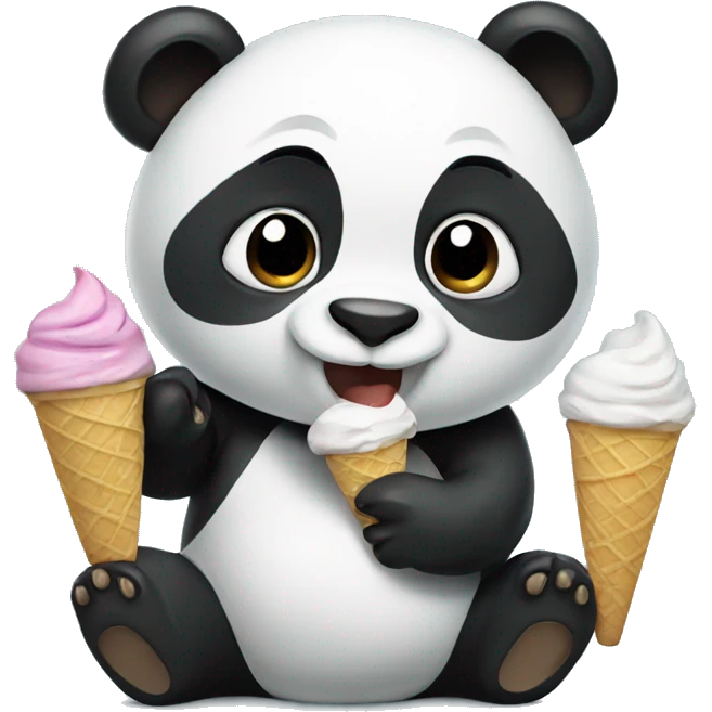 Panda eating ice cream emoji