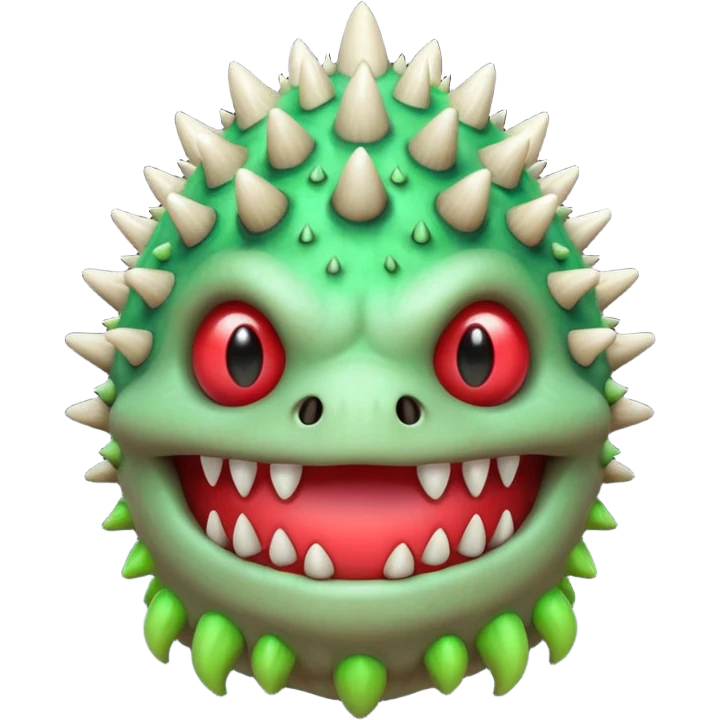 poisonous mushroom monster portrait, head and shoulders only, toxic green glow, scary grin, spiky mushroom head, 3D cartoon, mobile game icon style, clean background, no text, no watermark

 emoji