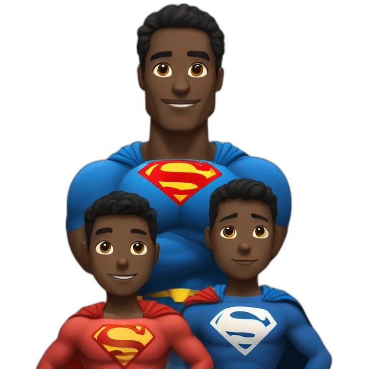 Black superman with two sons emoji