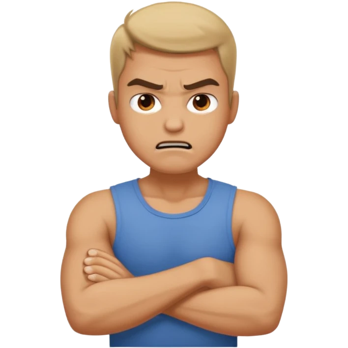 arms crossed holding neck angry guy emoji