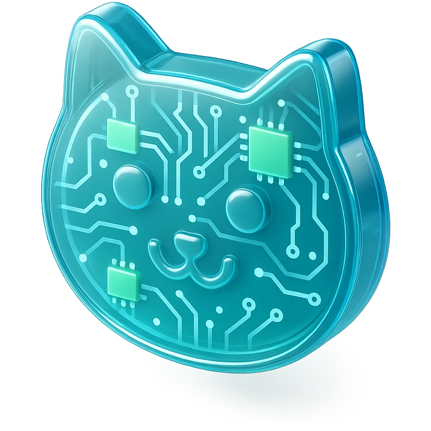 cat icon with glossy circuit style emoji