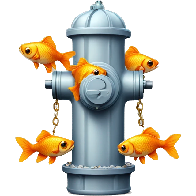 fire hydrant with gold fishes emoji