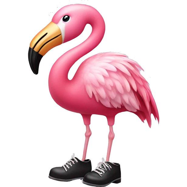 Pink flamingo wearing tap shoes emoji