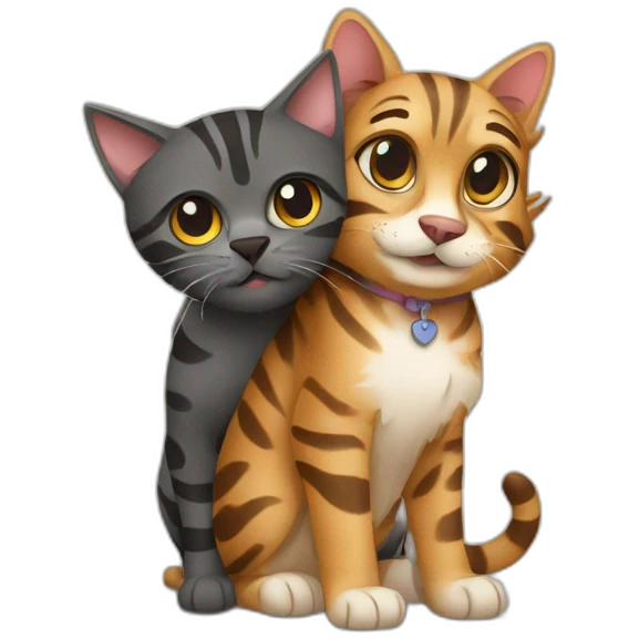 Hugging-bengalcat-and-yorkiedog emoji