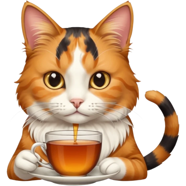 Çay içen kedi emoji