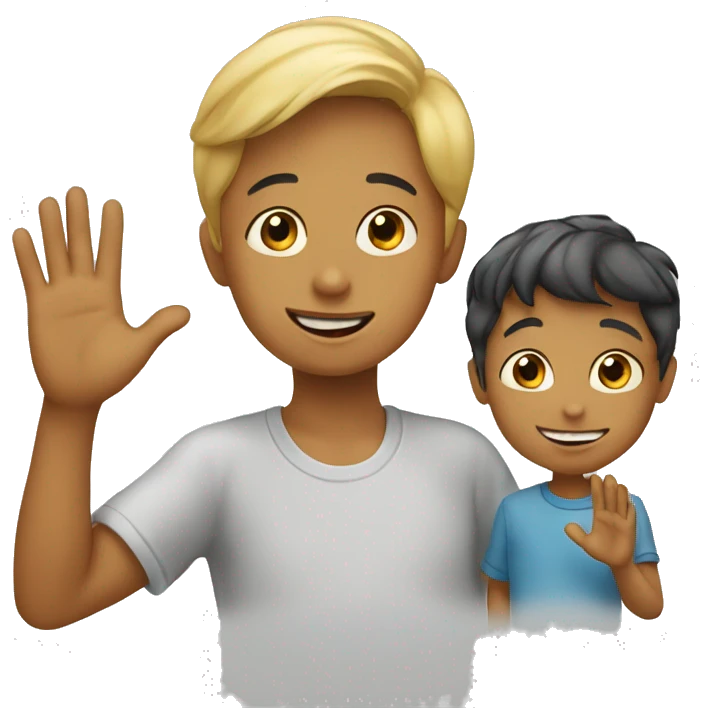 boy waving bye to his mother emoji