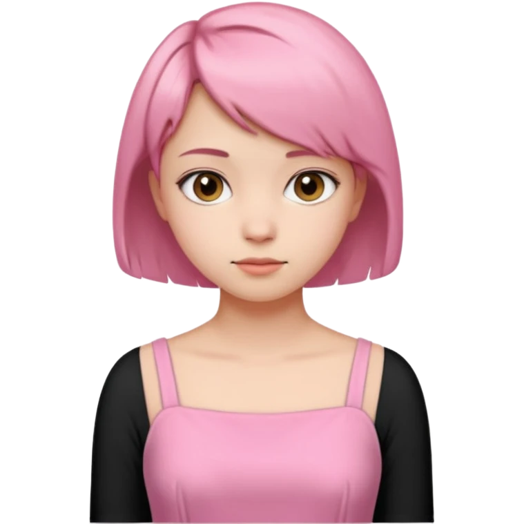 Un emoji de una. Chica adolescente vestido rosado pelo corto casi por los hombros emoji