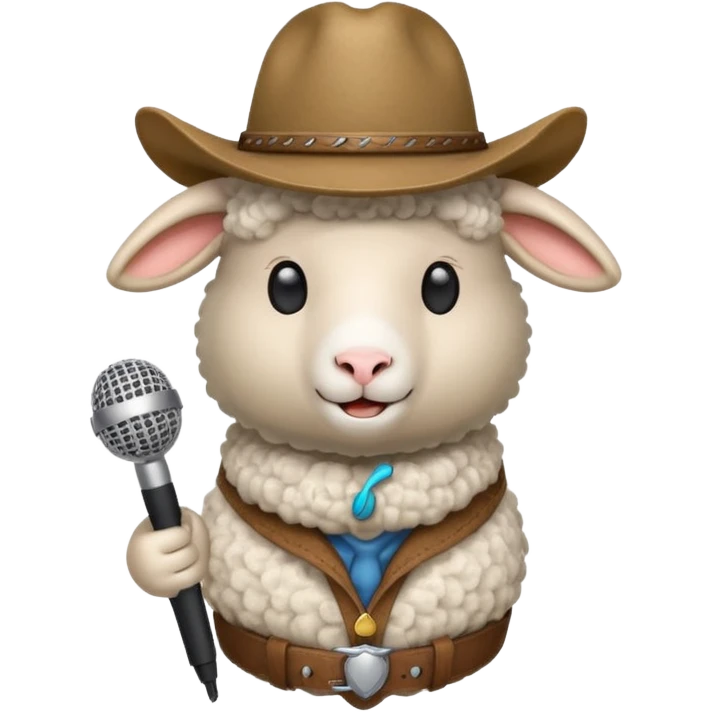 sheep with microphone and cowboy hat emoji