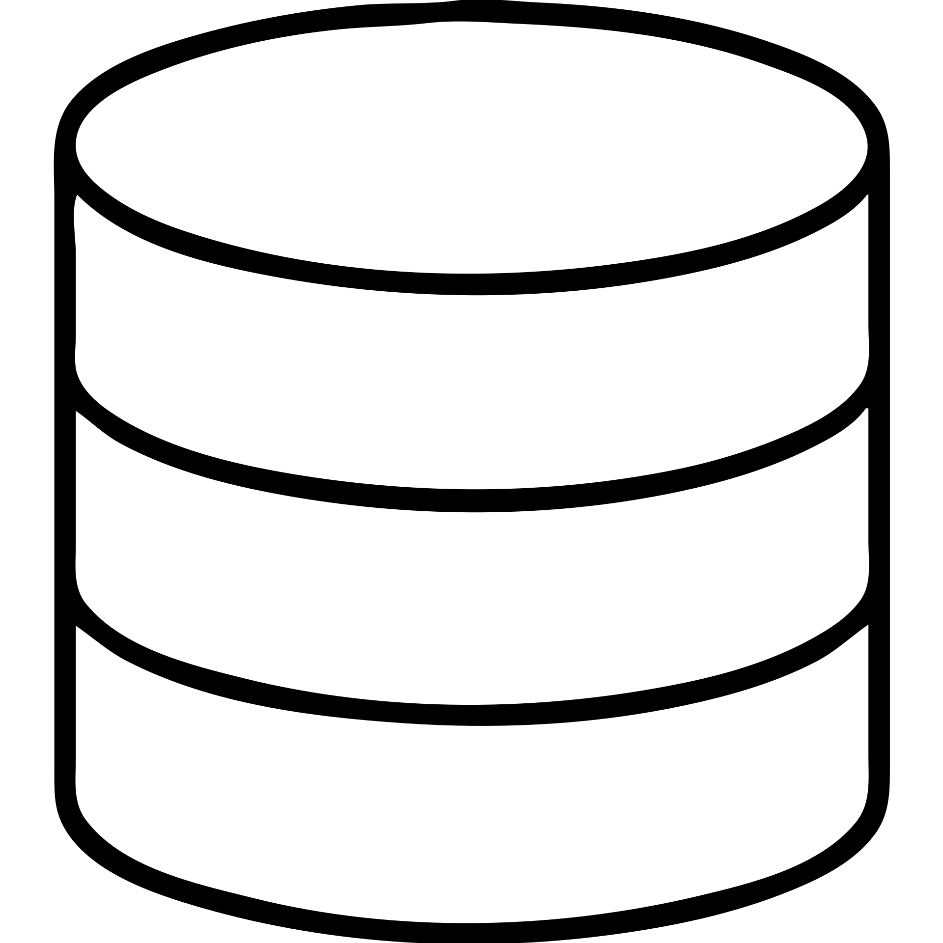 Simple database outline, cylindrical data storage with horizontal lines emoji