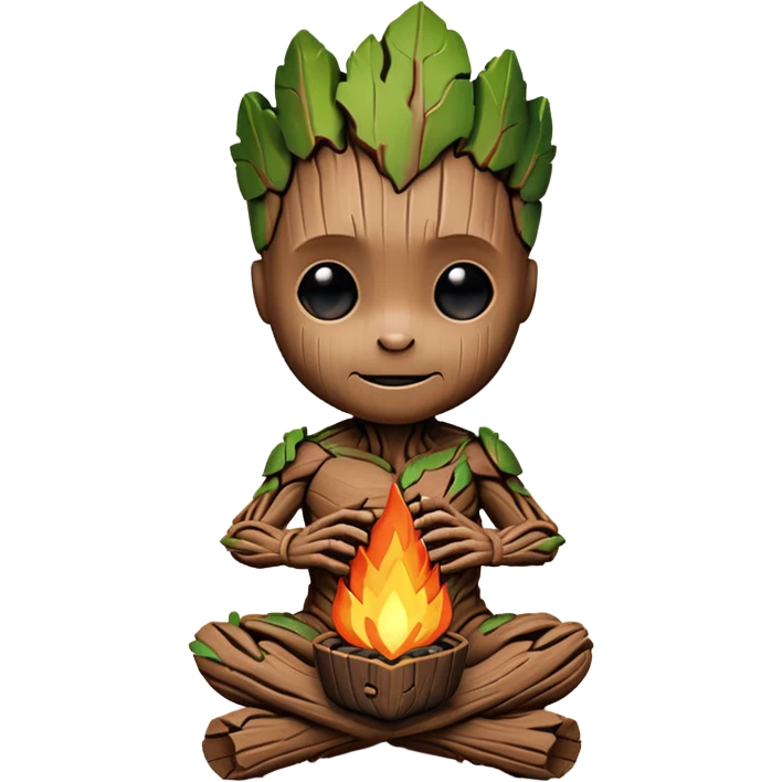 baby-groot with a hearth emoji