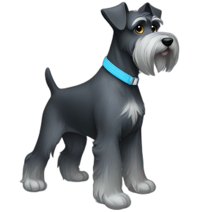 dark schnauzer with light blue leash emoji