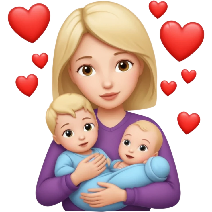 Mamá cargando a bebé y corazones  emoji