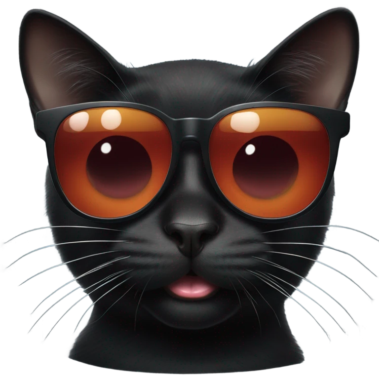 Black cat with sunglasses and tongue sticking out  emoji