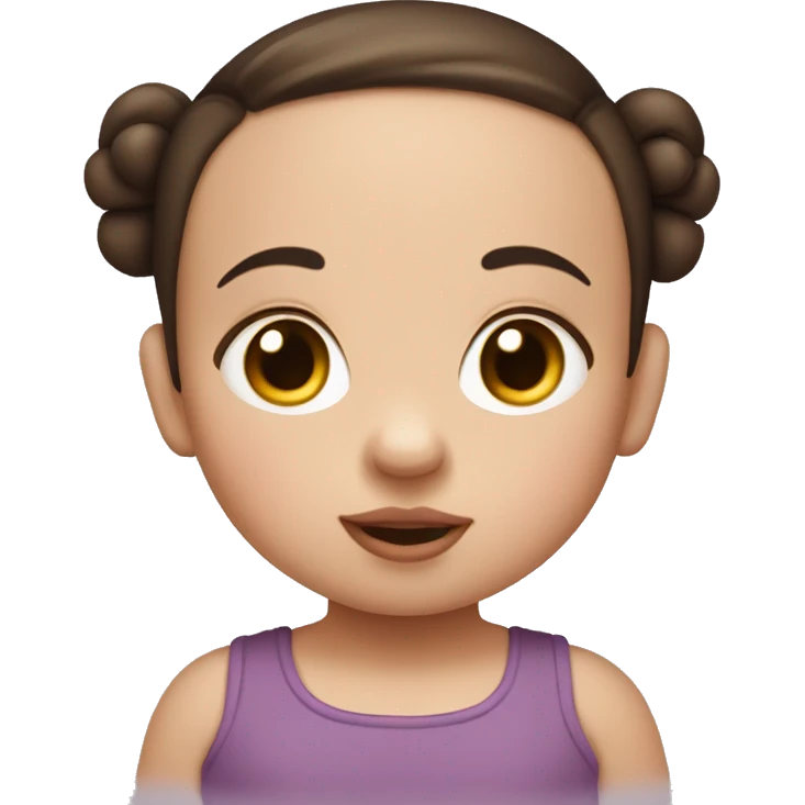White little brown-eyed baby with two dark pigtails, plump lips emoji
