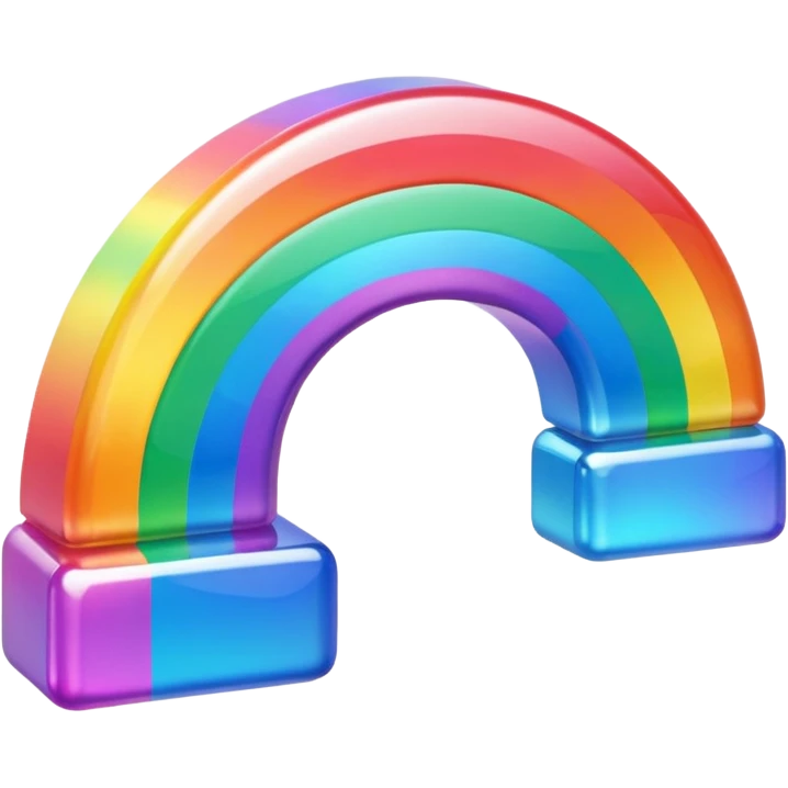 A 3d, not too detailed rainbow colored sparkling special shaped prismatic icon emoji