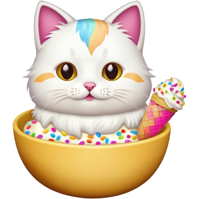cat icecream in a bowl emoji