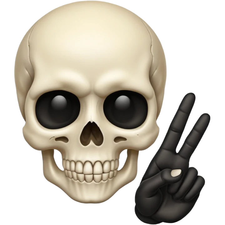 Skull emoji pointing with hand emoji