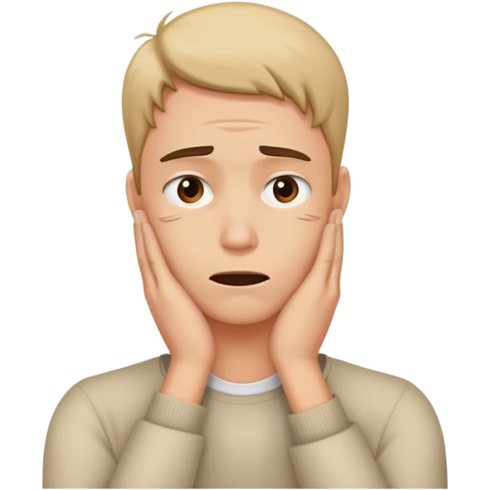Stressed face with hand around its neck emoji