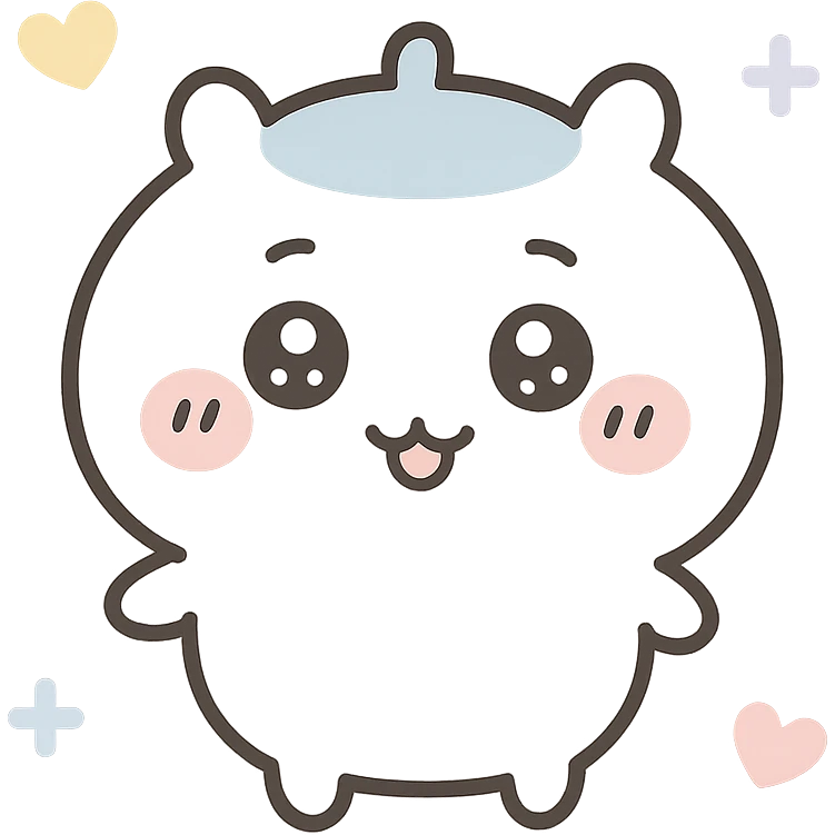 chiikawa character, cute, simple, round, white, minimal background emoji