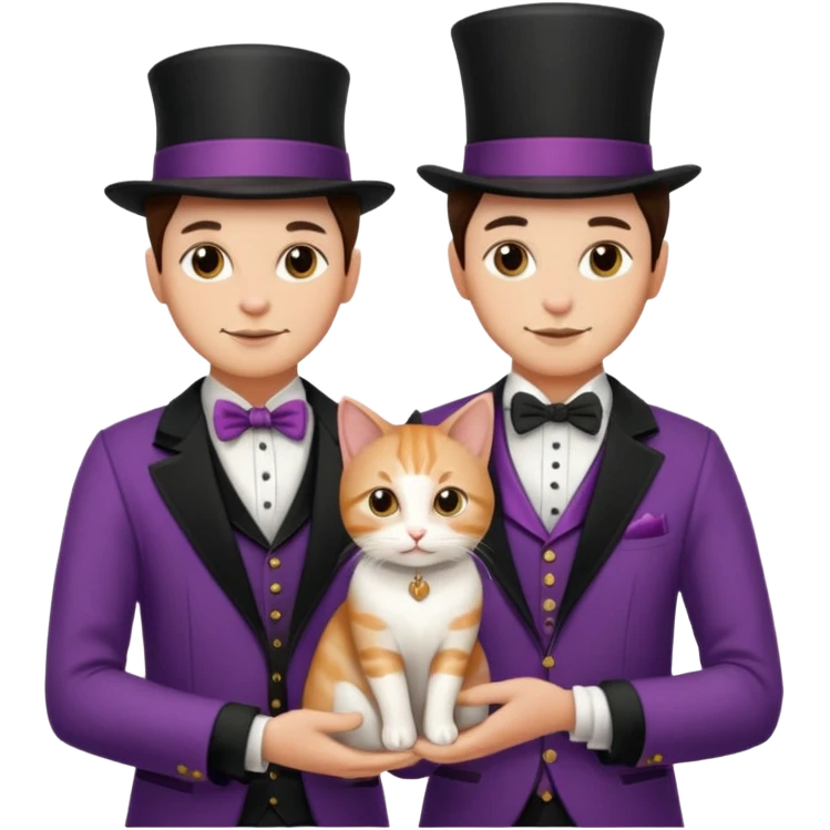 magician couple and their pet cat emoji