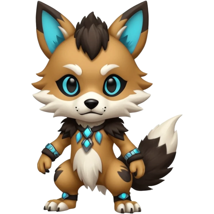 Cool Hot randomly-colored chibi furry anthropomorphic fantasy-Fakémon-Canine-Protogen-creature with edgy markings (full body) emoji